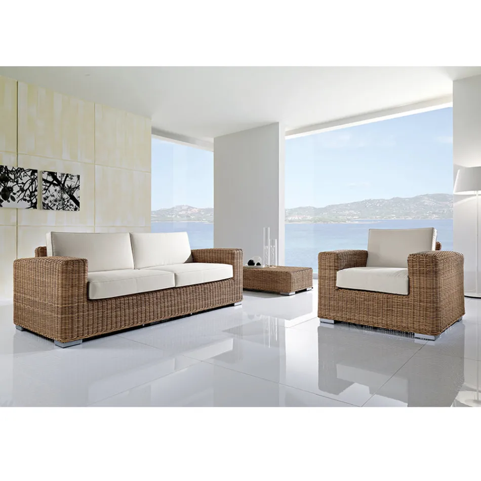 Salotto da Giardino in Polyrattan Intrecciato a Mano - Yoko Viadurini