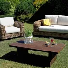 Salotto da Giardino in Rattan con Tavolino in Legno e Cuscini - Hugues Viadurini