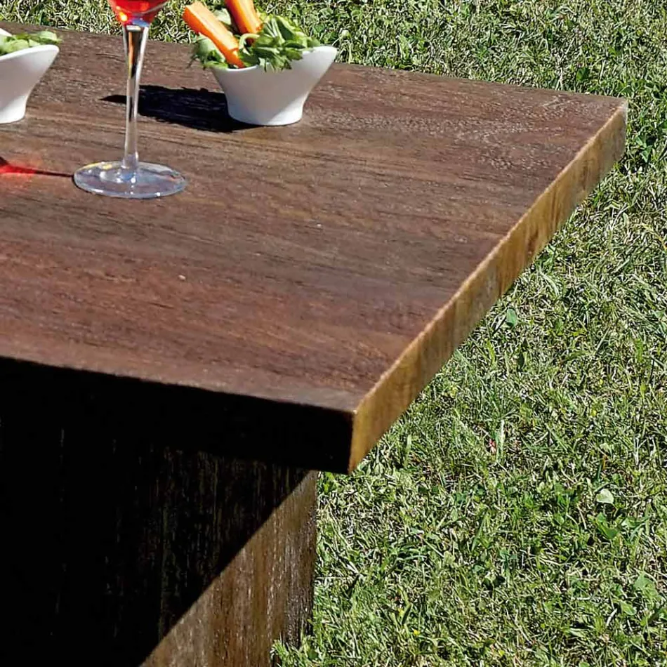 Salotto da Giardino in Rattan con Tavolino in Legno e Cuscini - Hugues Viadurini