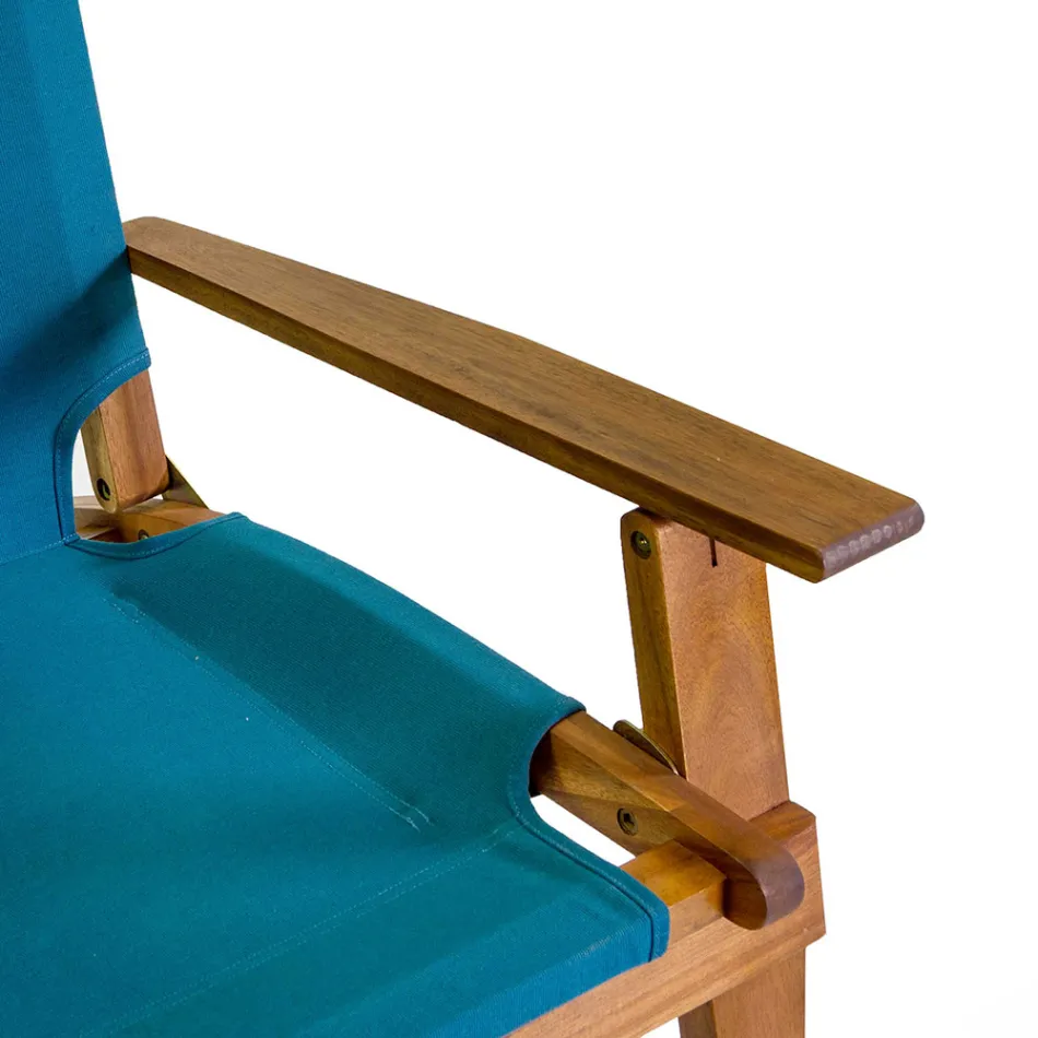 Salotto in Legno di Acacia Oliata Colore Naturale e Tessuto - Bottega Viadurini