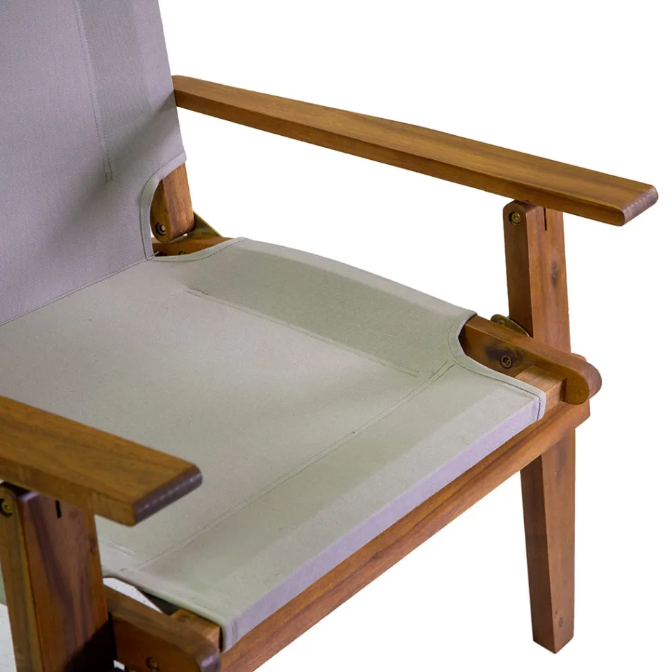 Salotto in Legno di Acacia Oliata Colore Naturale e Tessuto - Bottega Viadurini
