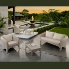 Salotto in Polyrattan Marca REHAU di Diverse Finiture e Cuscini Bianchi - Pazzia Viadurini