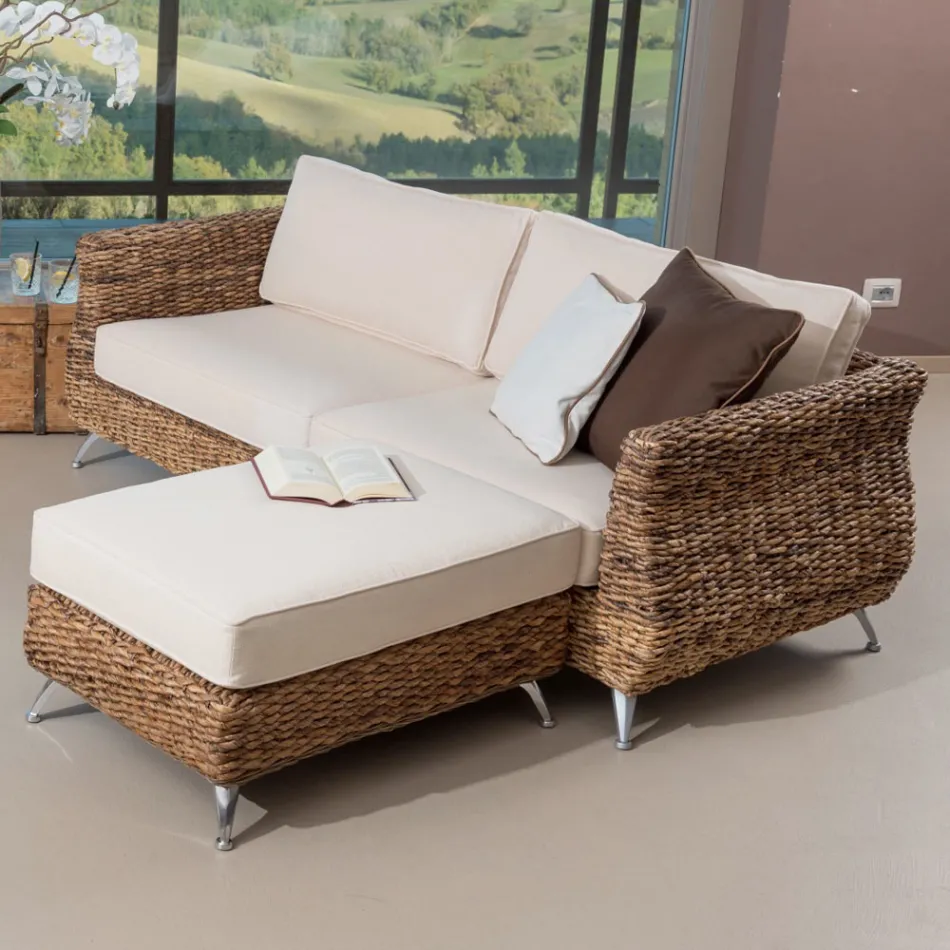 Salotto Outdoor in Intreccio di Banano con Cuscini – Legolas Viadurini