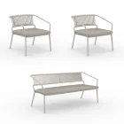 Salotto per il Giardino con Poltrone e Divano in Metallo Made in Italy - Prato Viadurini