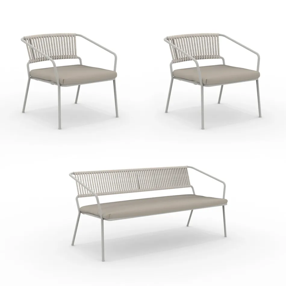 Salotto per il Giardino con Poltrone e Divano in Metallo Made in Italy - Prato Viadurini