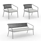 Salotto per il Giardino con Poltrone e Divano in Metallo Made in Italy - Prato Viadurini
