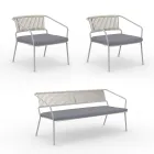 Salotto per il Giardino con Poltrone e Divano in Metallo Made in Italy - Prato Viadurini