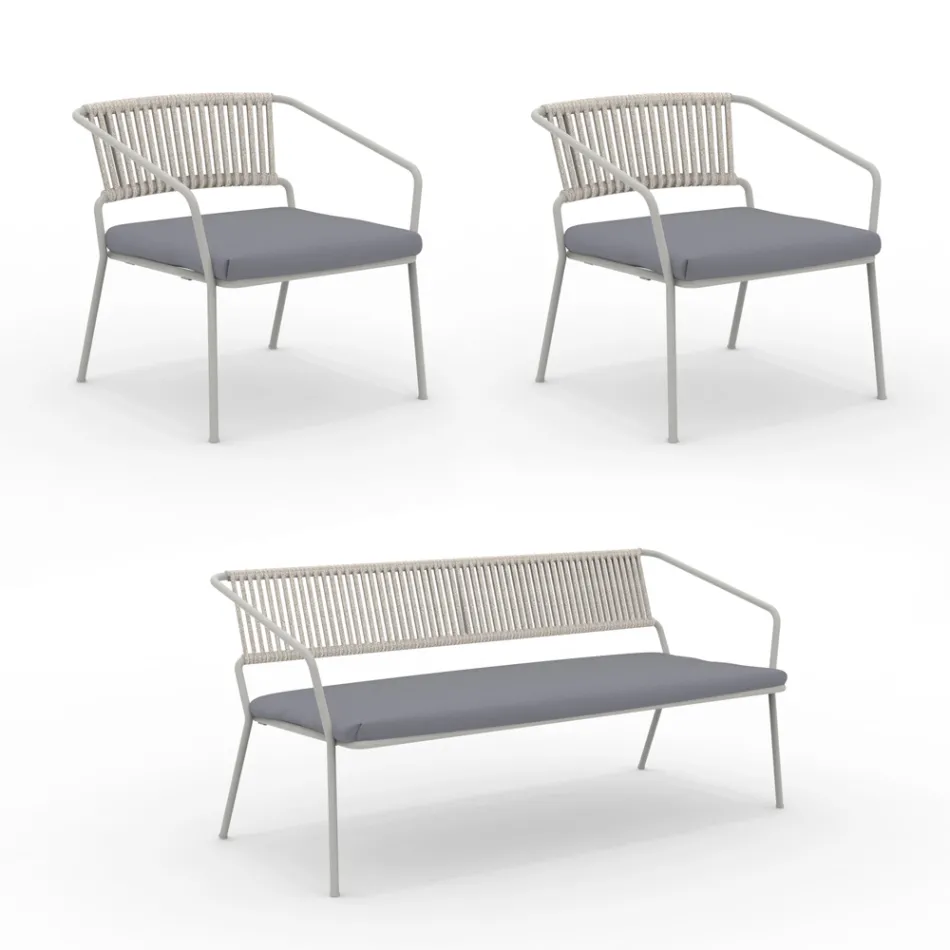 Salotto per il Giardino con Poltrone e Divano in Metallo Made in Italy - Prato Viadurini