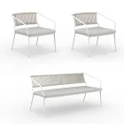 Salotto per il Giardino con Poltrone e Divano in Metallo Made in Italy - Prato Viadurini