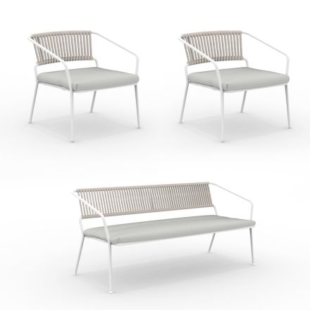 Salotto per il Giardino con Poltrone e Divano in Metallo Made in Italy - Prato Viadurini