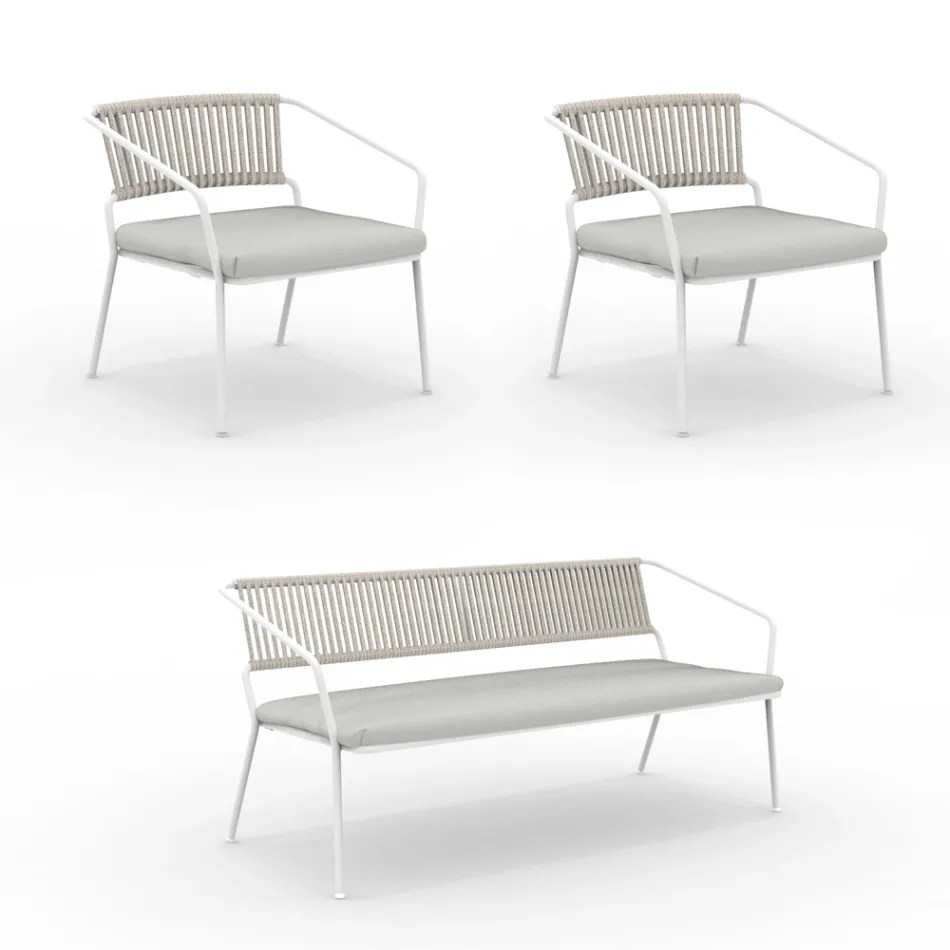 Salotto per il Giardino con Poltrone e Divano in Metallo Made in Italy - Prato Viadurini