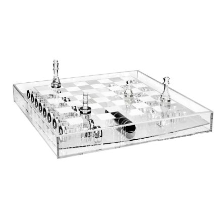 Scacchiera in Plexiglass Trasparente con Cassetto Made in Italy - Miriam Viadurini