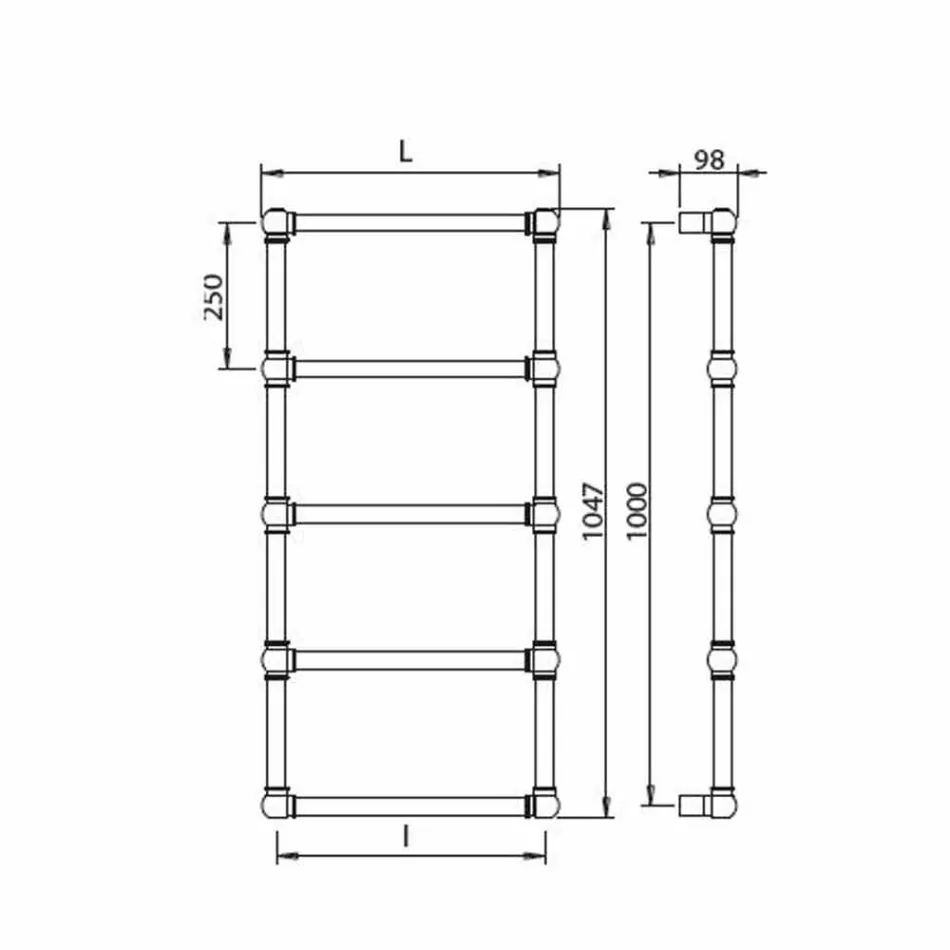 Scaldasalviette Componibile Idraulico Tubo d'Ottone Cromo a 194 W - Caesar Viadurini