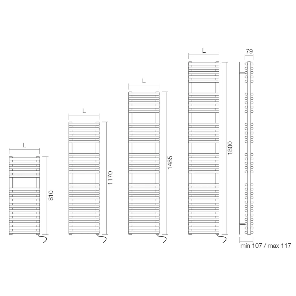 Scaldasalviette Elettrico con 4 Serie di Elementi Orizzontali Made in Italy - Meringa Viadurini