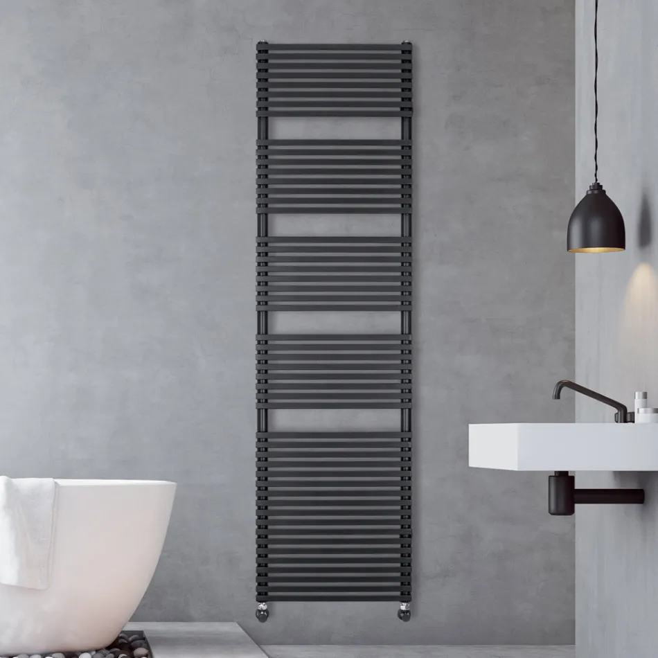 Scaldasalviette Idraulico in Acciaio Finitura Jet Black Made in Italy - Brownies Viadurini