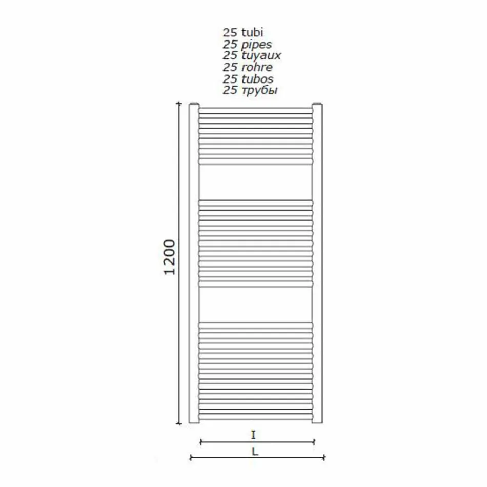 Scaldasalviette in Acciaio Inox Design a Parete da Bagno, 2 Misure 391 W - Italo Viadurini