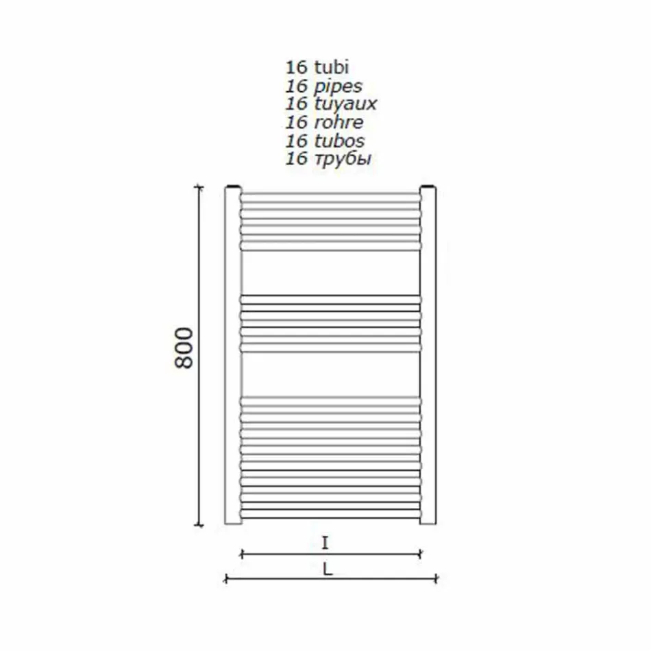 Scaldasalviette in Acciaio Inox Design a Parete da Bagno, 2 Misure 391 W - Italo Viadurini