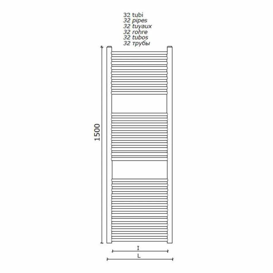 Scaldasalviette in Acciaio Inox Design a Parete da Bagno, 2 Misure 391 W - Italo Viadurini