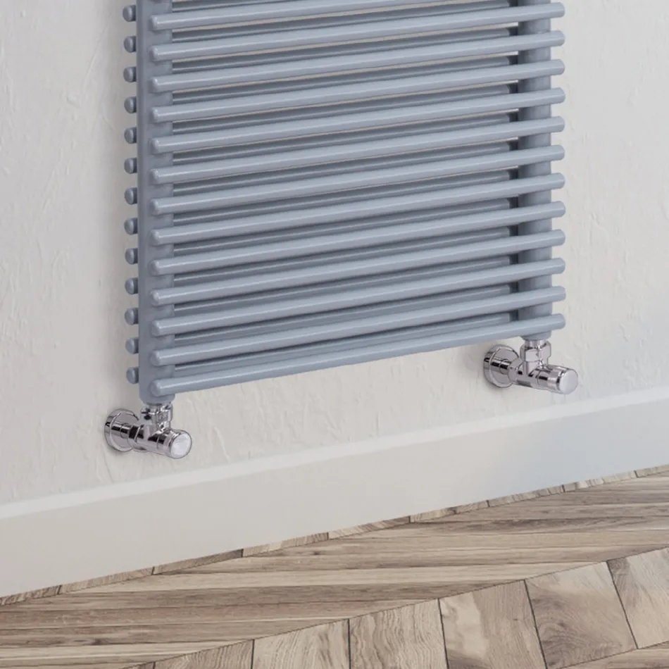 Scaldasalviette Misto in Acciaio Finitura Alluminio Made in Italy - Brioches Viadurini