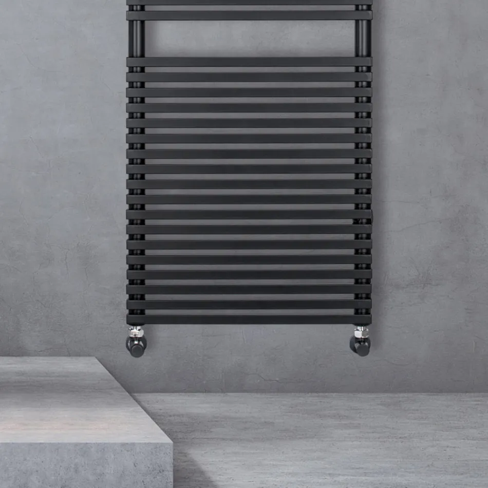 Scaldasalviette Misto in Acciaio Finitura Jet Black Made in Italy - Brownies Viadurini