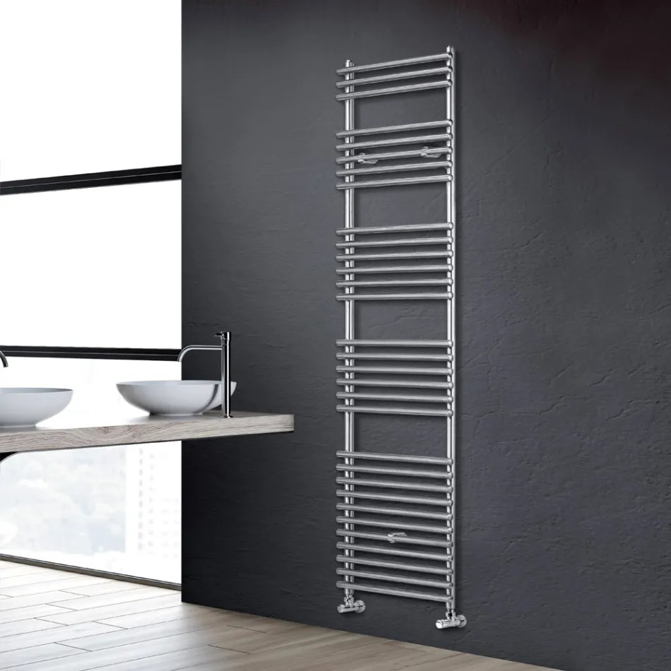 Scaldasalviette Misto in Acciaio Finitura Satin Made in Italy - Buccia Viadurini