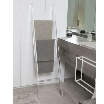 Scaletta Porta Asciugamani Bagno Cristallo Acrilico Trasparente - Astuta Viadurini