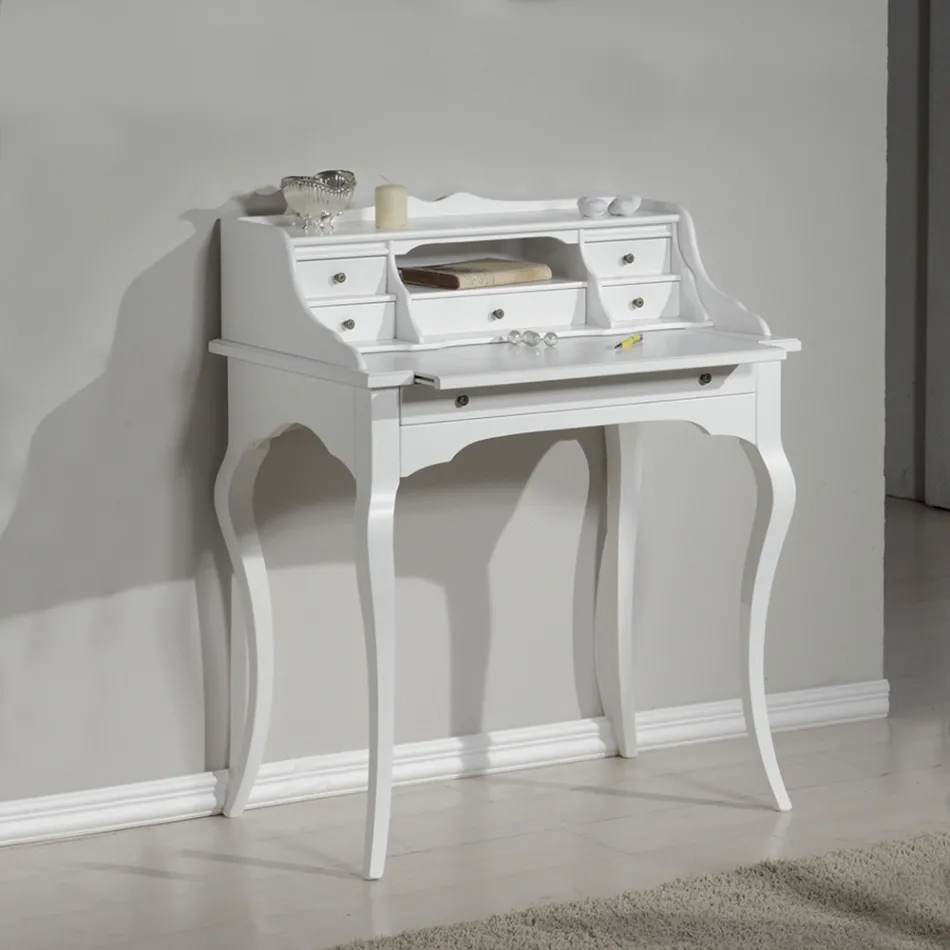 Scrittoio con 5 Cassetti e Piano Estraibile Made in Italy - Maia Viadurini