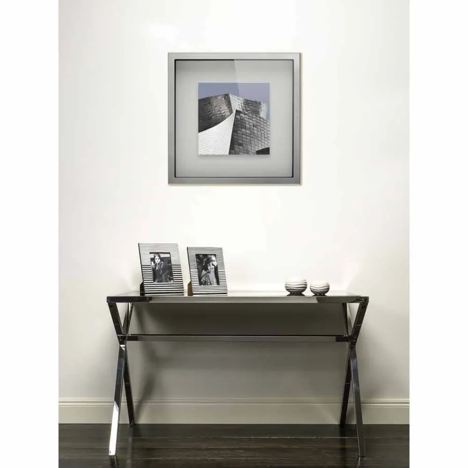 Scrittoio di design in acciaio e vetro nero lucido L120xH75cm Millon Viadurini