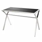Scrittoio di design in acciaio e vetro nero lucido L120xH75cm Millon Viadurini