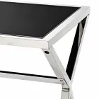 Scrittoio di design in acciaio e vetro nero lucido L120xH75cm Millon Viadurini