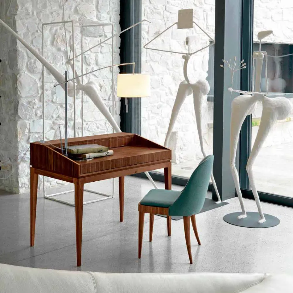 Scrittoio di design moderno in legno noce, L 105 x P 65 cm, Acario Viadurini