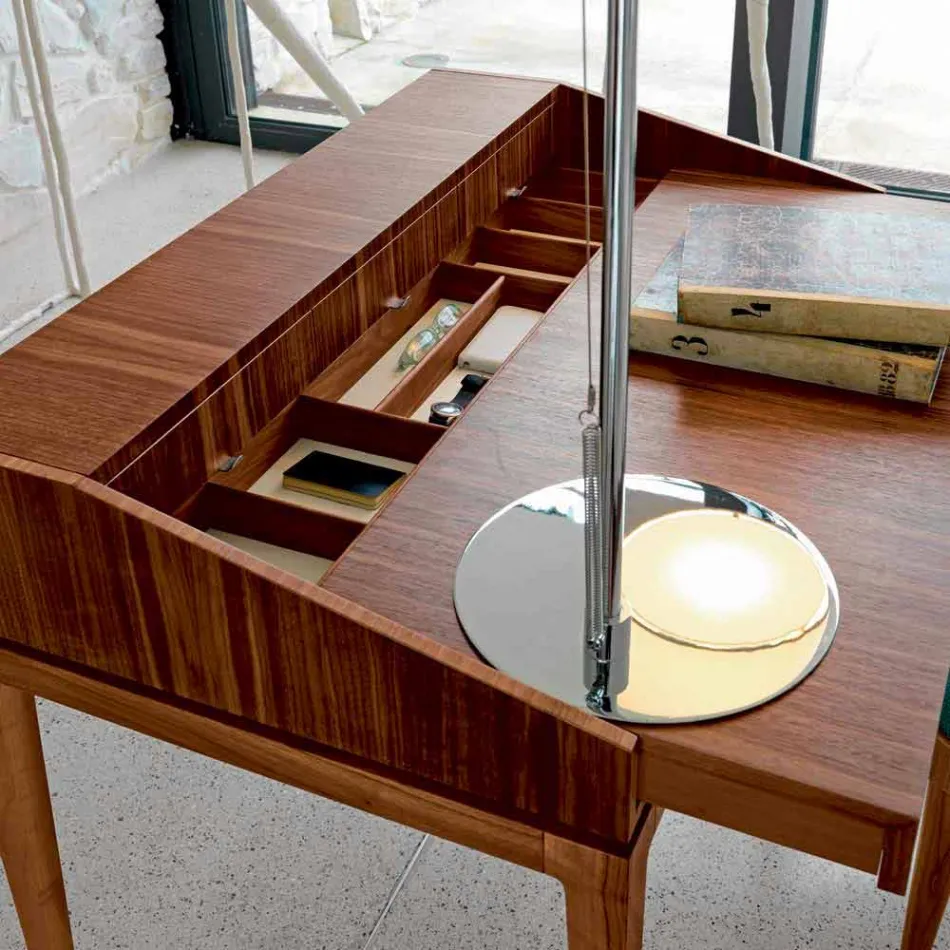 Scrittoio di design moderno in legno noce, L 105 x P 65 cm, Acario Viadurini