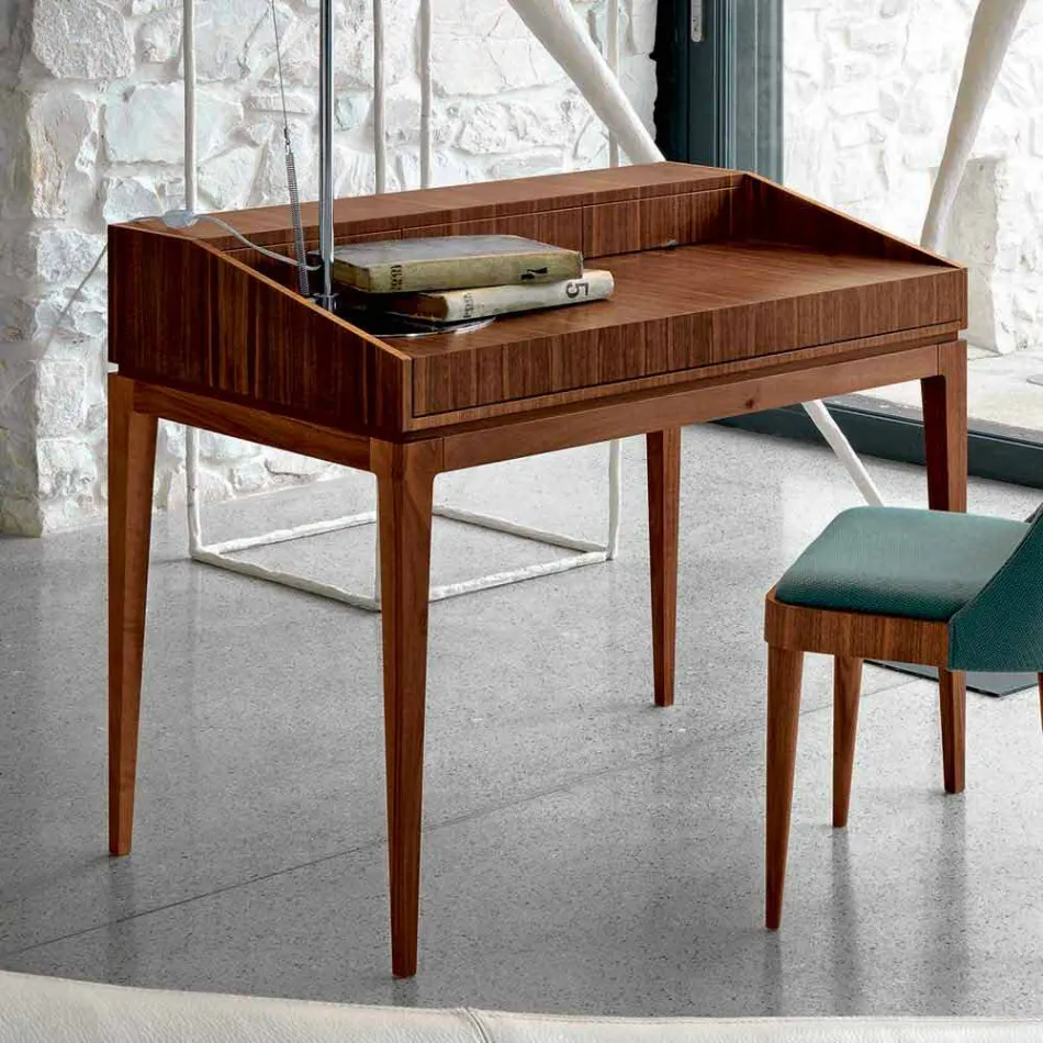 Scrittoio di design moderno in legno noce, L 105 x P 65 cm, Acario Viadurini
