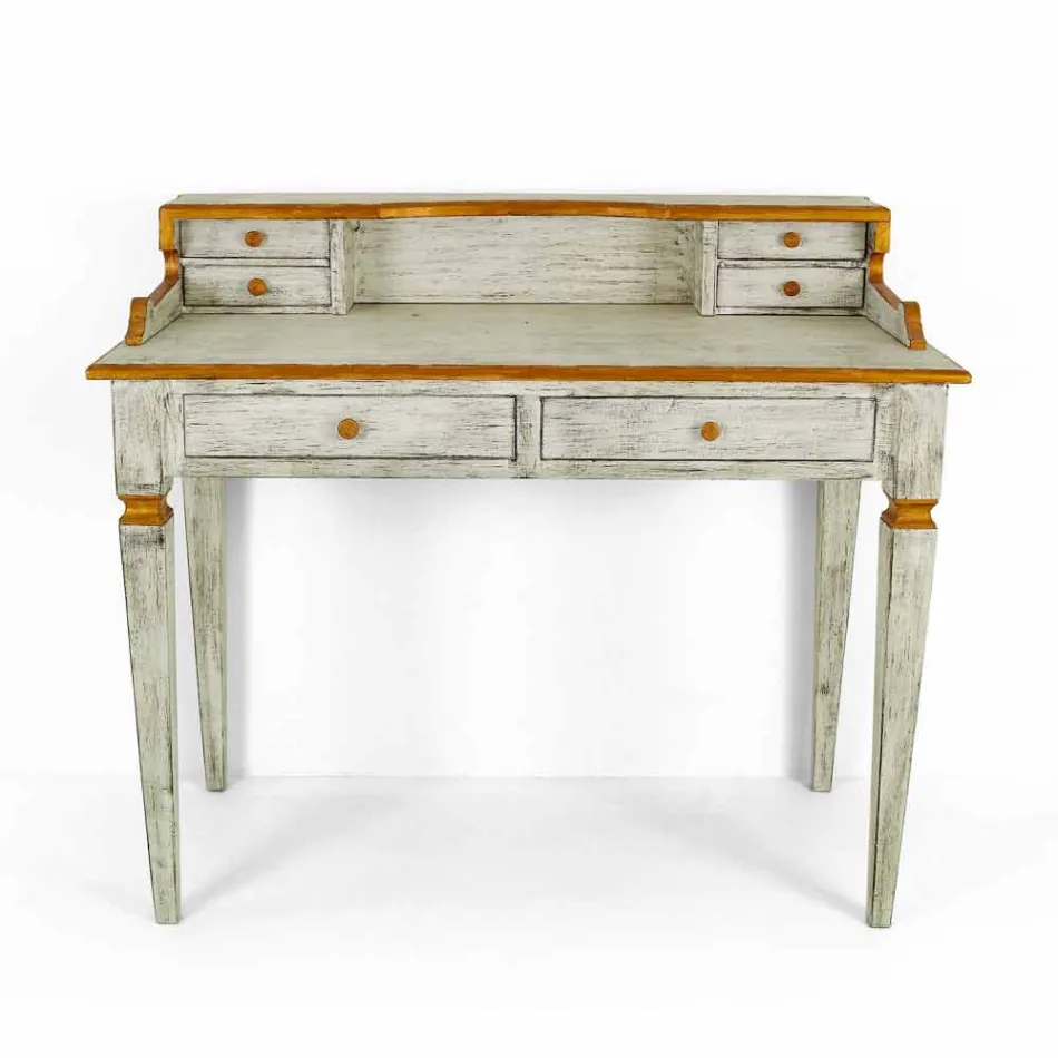 Scrittoio Fatto a Mano in Legno Massello con 4 Cassetti Made in Italy - Amela Viadurini