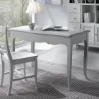 Scrittoio in Pioppo Massiccio Laccato Bianco Made in Italy - Liber Viadurini