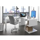 Scrivania Angolare Moderna Legno Bianco Lucido o Ardesia Design - Michel Viadurini