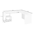Scrivania Angolare Moderna Legno Bianco Lucido o Ardesia Design - Michel Viadurini