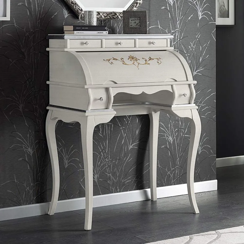Scrivania Classica 5 Cassetti in Legno e Intarsi Made in Italy - Hastings Viadurini
