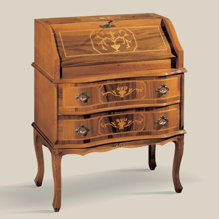 Scrivania Classica in Legno con Ribalta e Cassetti Made in Italy - Elegant Viadurini