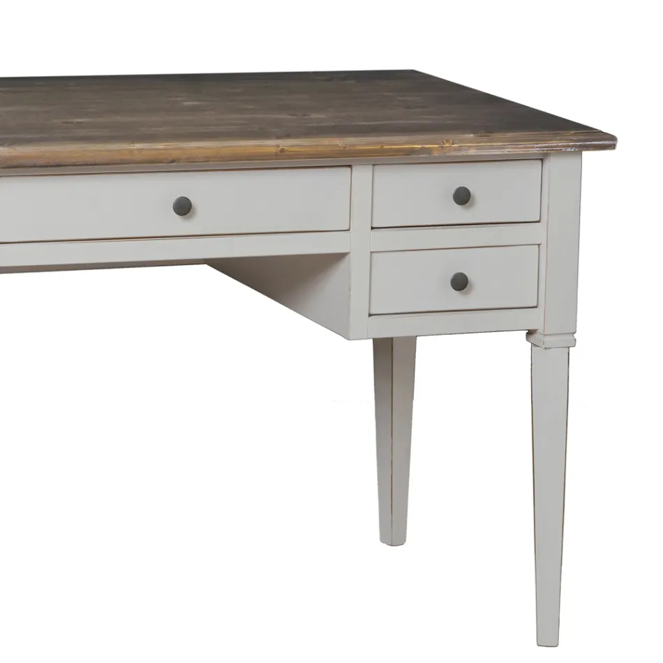 Scrivania con 5 Cassetti in Legno Massiccio Made in Italy - Fontus Viadurini