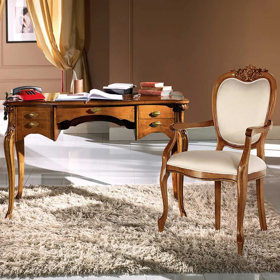 Scrivania da Salotto 5 Cassetti in Legno di Lusso Made in Italy - Caligola Viadurini
