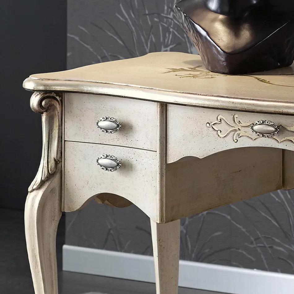Scrivania da Salotto 5 Cassetti in Legno di Lusso Made in Italy - Caligola Viadurini