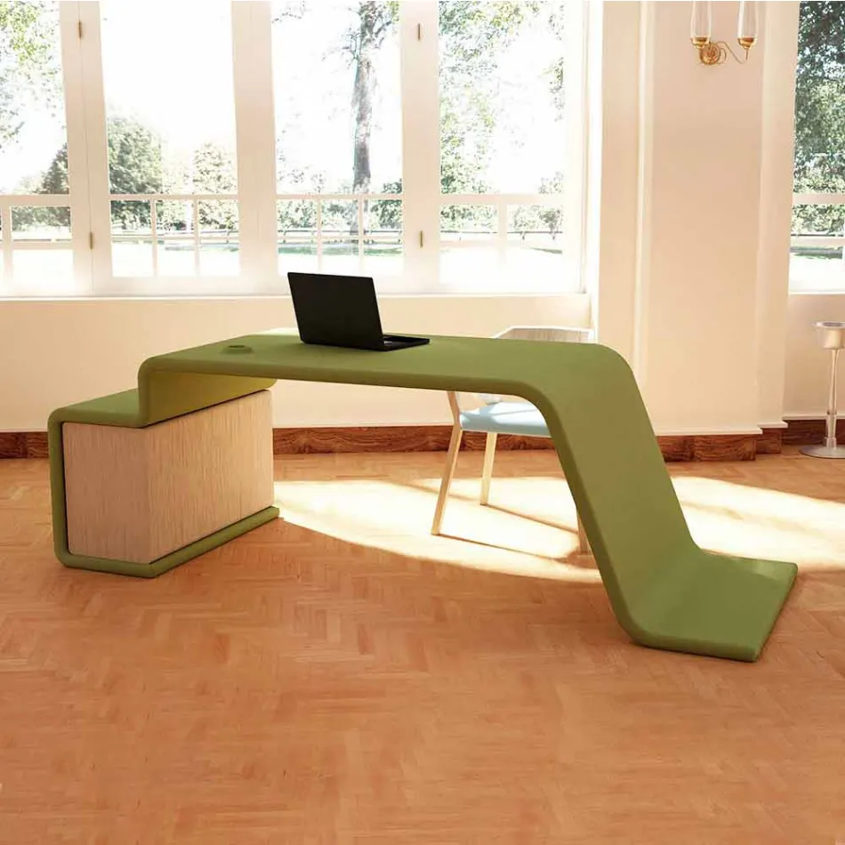 Scrivania da ufficio con cassettiera in legno fatta in Italia,Terralba Viadurini