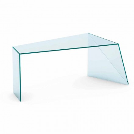 Scrivania da Ufficio di Design Moderno Vetro Extrachiaro Made in Italy – Rosalia Viadurini