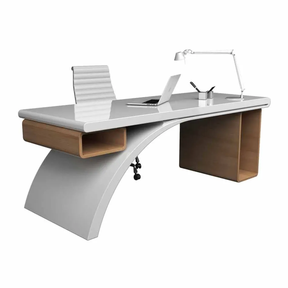 Scrivania da ufficio in legno e Adamantx® Bridge, made in Italy Viadurini