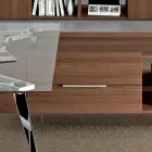Scrivania direzionale in vetro con mobile integrato - Serio Viadurini