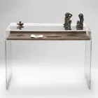 Scrivania in Plexiglass Trasparente con Ripiano in Legno di Design - Carducci Viadurini