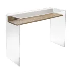 Scrivania in Plexiglass Trasparente con Ripiano in Legno di Design - Carducci Viadurini