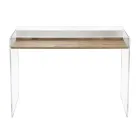 Scrivania in Plexiglass Trasparente con Ripiano in Legno di Design - Carducci Viadurini