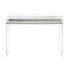Scrivania in Plexiglass Trasparente con Ripiano in Legno di Design - Carducci Viadurini
